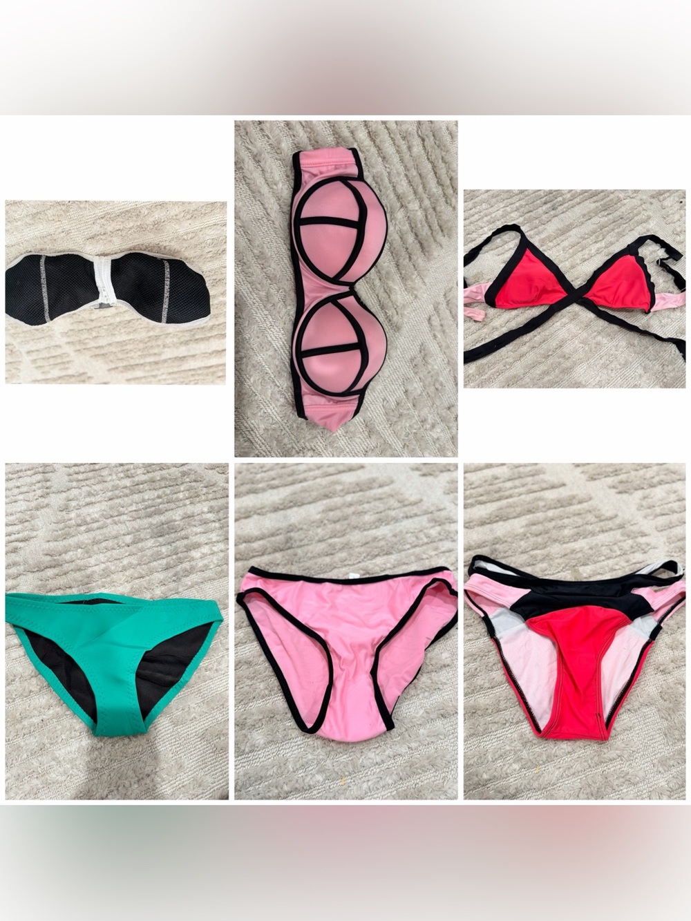NEW BUNDLE Women’s Pink Black-Trim Bikini Set - Brand Not Specified